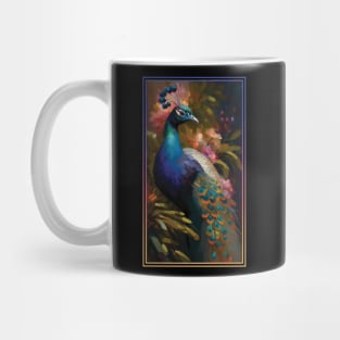 Peacock Vibrant Tropical Flower Tall Digital Oil Painting Portrait Mug